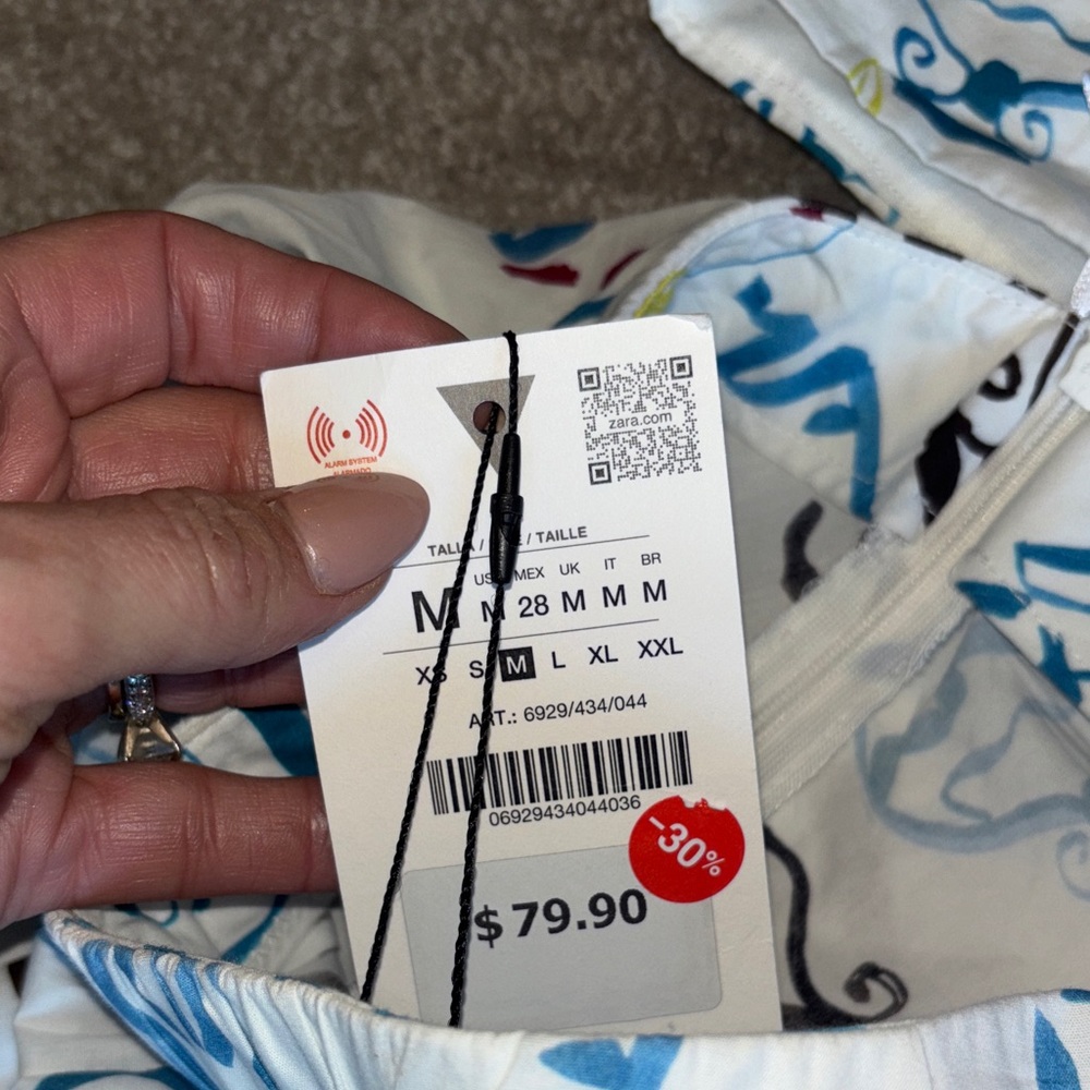 Zara Women's Blue and White Patterned Skirt Set Sz M NWT - Picture 9 of 16